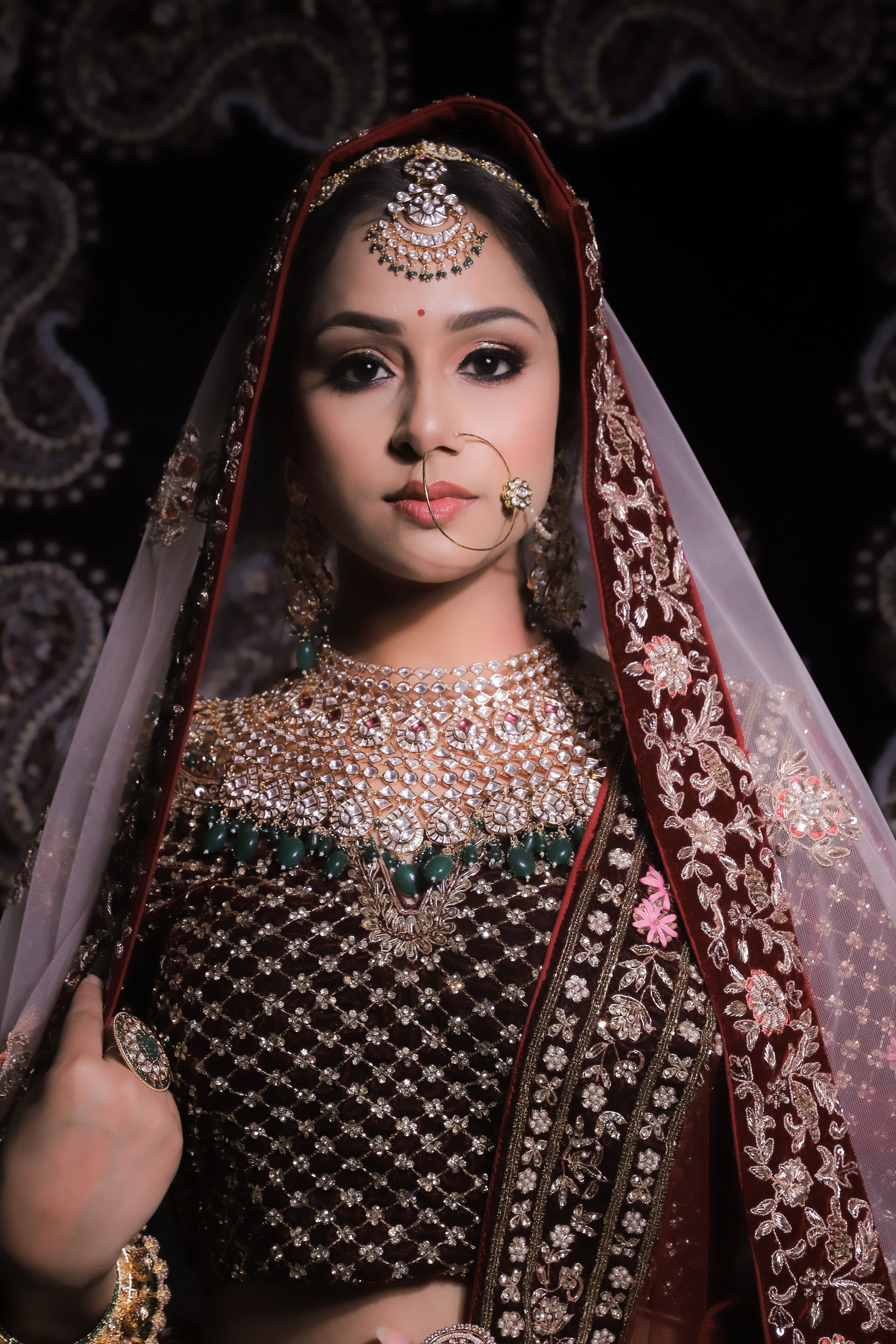 Bride wearing a kundan bridal necklace set
