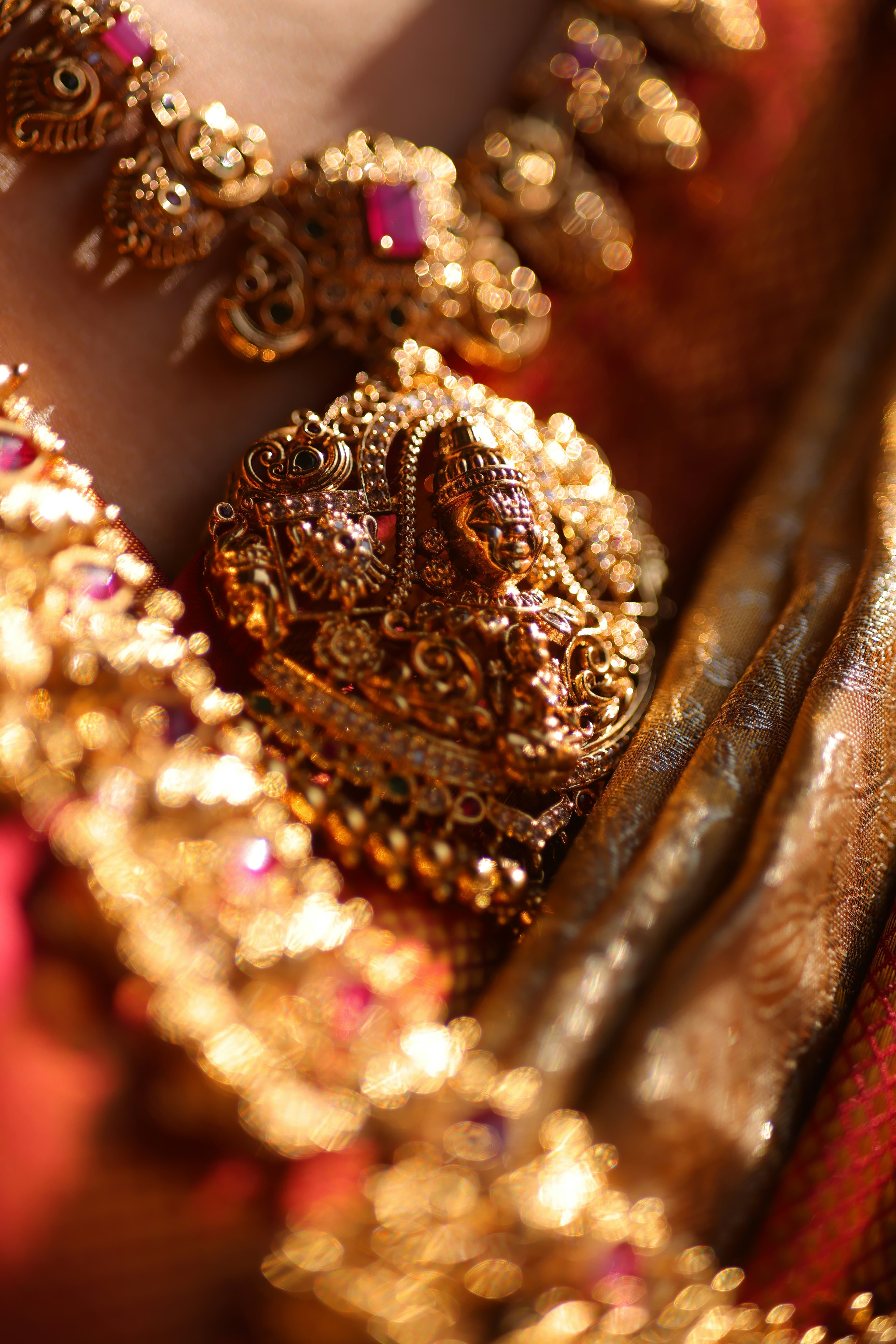 Antique Lakshmi Haram temple gold pendant